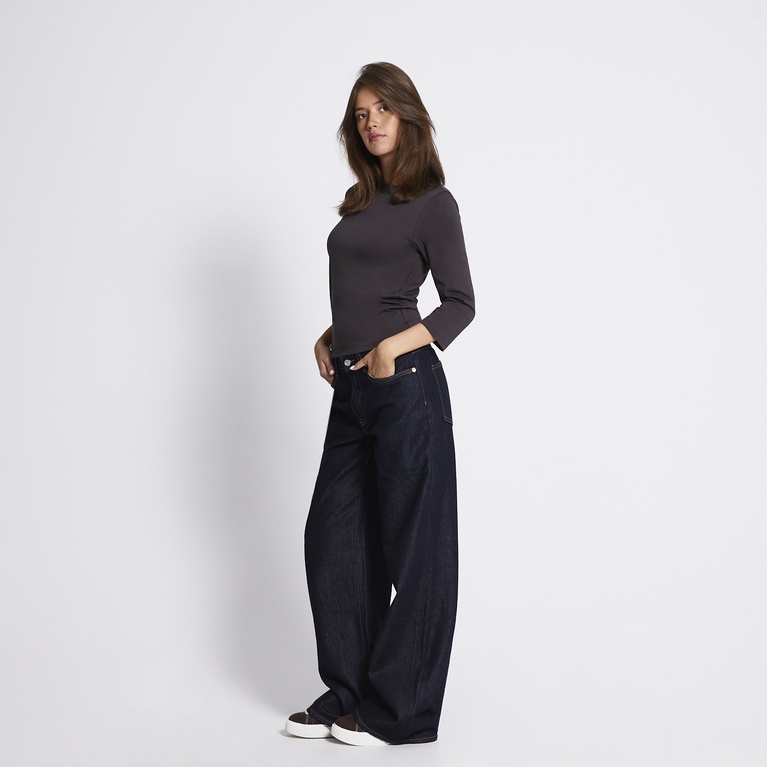 Boat neck 3/4 sleeve top "Desire" Brown